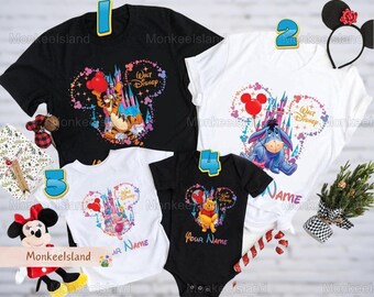 Camisa de Disney Winnie The Pooh, camisa personalizada de la familia Disney, camisa de Walt Disney, camisa de vacaciones con globos de Winnie Pooh, camisa a juego