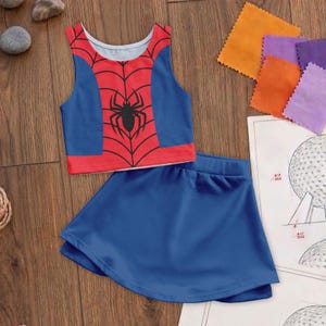 Spiderman Cosplay Activewear Set, Superhero Athletic Skirt Set, Marvel Theme Park Outfit, Disneyland Matching Outfit, Halloween Costume