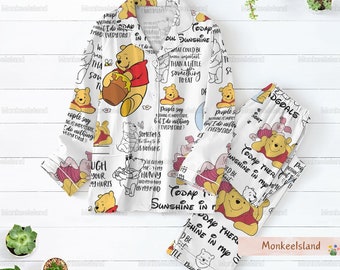 Pijama de oso amarillo, conjunto de pijama de mujer de abeja de miel, conjunto de pijama de oso amarillo, conjunto de pijama de oso amarillo, regalo de oso de miel