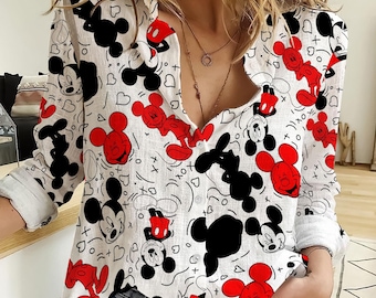 Mickey Mouse Blouse Shirt, Disney Mouse Blouse Women Shirt, Disneyland Casual Shirt, Gift For Her, Magic Kingdom Shirt