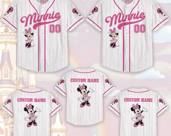 Personalisierte Minnie Maus Baseball Jersey, Disney Maus Jersey Shirt, Disneyland Baseball Team, Magic Kingdom Shirt, Geschenk für sie