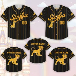 Simba The Lion King Baseball Jersey, Disney Cartoon Jersey Shirt, Animal Kingdom Shirt, Personalizowana koszulka, Disneyland Shirt