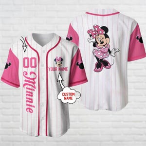 Custom Minnie Mouse Jersey, Disney Mouse Baseball Jersey, Disney Minnie Kids Jersey, Personalized Jersey, Magic Kingdom Shirt