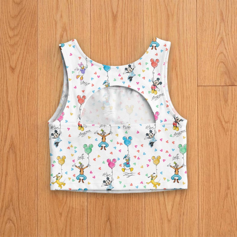 Mickey and Friends Balloon Activewear Set, Disney Athletic Skirt Set, Cute Mickey Mouse Workout Top, Disneybound Running Outfit