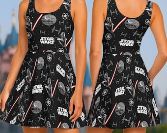 Vestido skater de Darth Vader, vestido de Star Wars para mujer, vestido casual para viajes a Disney, vestido de vacaciones Galaxy's Edge, fan de Star Wars, regalo para ella