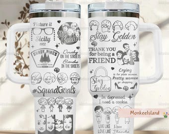 The Golden Girls 40oz Tumbler Laser, Stay Golden Insulated Tumbler, Thank You For Being A Friend Tumbler Cup, Golden Girls Gift