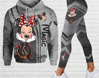 Minnie Maus Ohr Hoodie, personalisierte Hoodie, Disney Cartoon Leggings, Disneyland Reise Shirt, Leggings für Frauen, Geschenk für sie