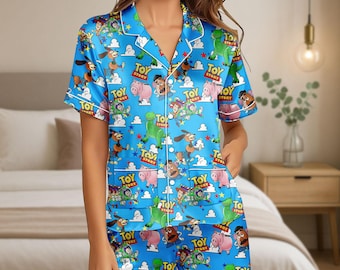 Toy Story Satin Pajamas, Disney Toy Story Women Pajamas, Woody Buzz Lightyear Jessie Alien Pjs Set, Magic Kingdom Gift