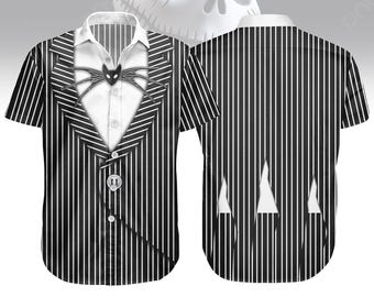 Camisa con botones para cosplay de Jack Skellington, camisa de disfraz de pesadilla para hombre, camisa de cosplay de Halloween, camisa de disfraz de Skellington, regalo de terror