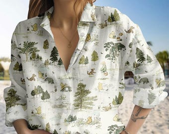Retro Winnie The Pooh Blouse Shirt, Pooh And Friends Women Shirt, Disney Pooh Shirt For Her, Gift For Fan