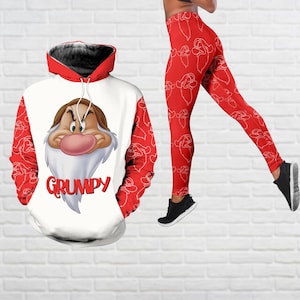 Disney Grumpy hoodie, 7 dwerg legging, Disney cartoon 3D hoodie, Grumpy dwerg vrouwen hoodie, yoga legging, cadeau voor haar