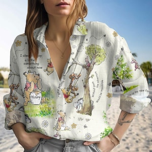 Winnie The Pooh Blouse Shirt, Pooh and Friends Women Shirt, Disney Movie Long Sleeve Shirt, Pooh Lover Gift, Gift For Her