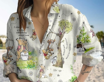 Winnie The Pooh Blouse Shirt, Pooh and Friends Women Shirt, Disney Movie Long Sleeve Shirt, Pooh Lover Gift, Gift For Her