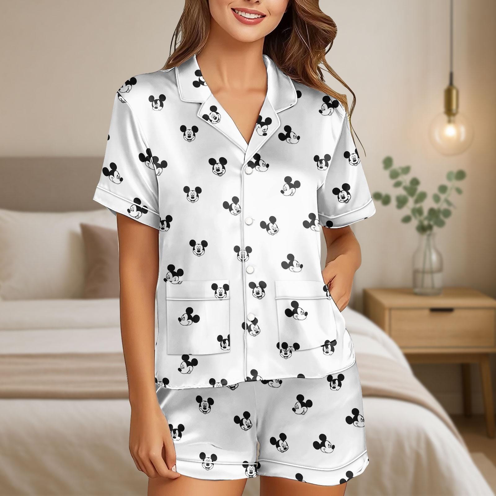Chemise De Nuit Topshop - Motif Mickey Mouse - Taille M, Couleur Blanche - Occasion En Très Bon état