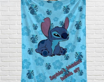 Custom Stitch Fleece Blanket, Lilo And Stitch Soft Blanket, Ohana Means Family Fleece Blanket, Disney Movie Kids Blanket
