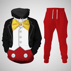 Mickey Mouse Costume Hoodie, Disney Cartoon Cosplay Jogger Pants, Mickey Tuxedo Cosplay Costume, Magic Kingdom Shirt