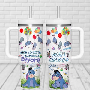 Personalized Eeyore 40oz Tumbler, Winnie The Pooh Tumbler Cup, Disney Cartoon Stainless Tumbler, Just A Girl Who Loves Eeyore Gift
