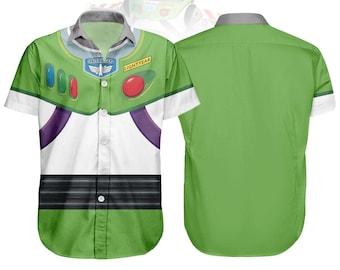 Camisa de cosplay de Buzz Lightyear para Halloween, disfraz de Buzz Lightyear para cosplay, camisa hawaiana de la película Toy Story, camisa de dibujos animados de Disney para hombre