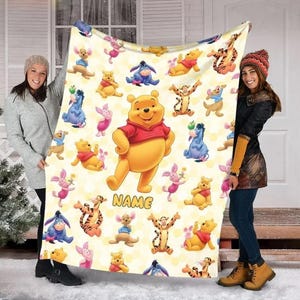 Winnie The Pooh Blanket, Pooh Bear Blanket, Tigger Piglet Eeyore Blanket, Personalized Winnie The Pooh Blanket, Disney Pooh Blanket