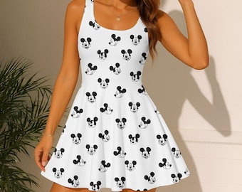 Micky Maus Skater Kleid, Disney Maus Frauen Kleid, Cartoon Sommerkleid, Micky Kleid für sie, Magic Kingdom Geschenk