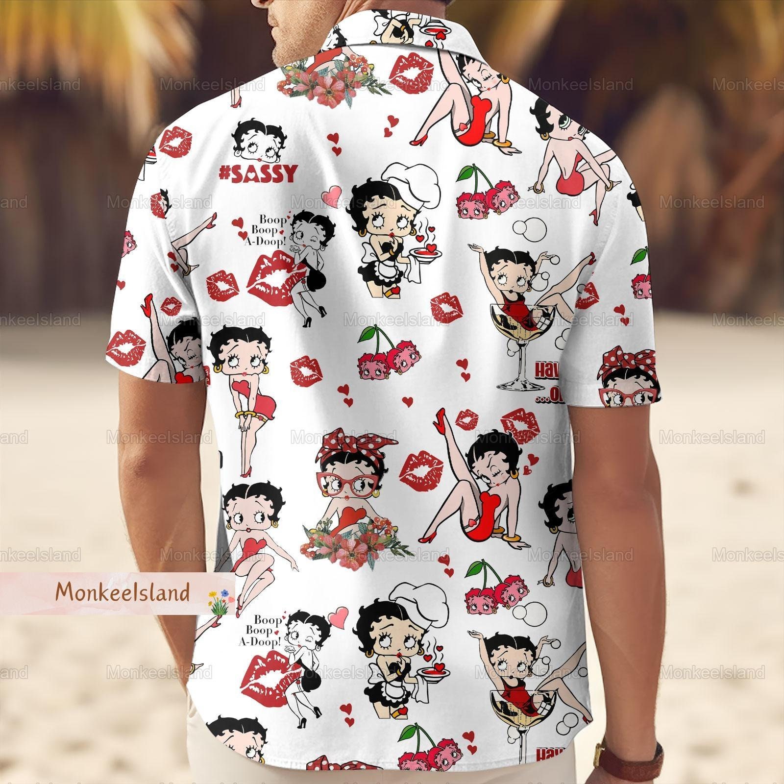 Betty Boop Button Shirt, Betty Boop Shorts, Betty Boop Bedroom Vacation Shirts