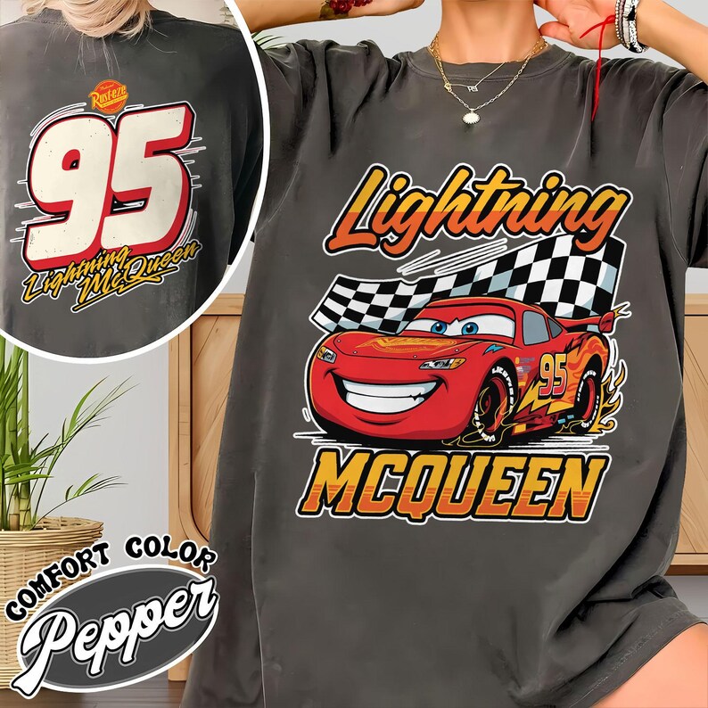 Vintage Lightning McQueen Comfort Colors Shirt, Disney Pixar Cars Shirt, Retro McQueen Graphic Tee, Disney Vacation Trip Shirt