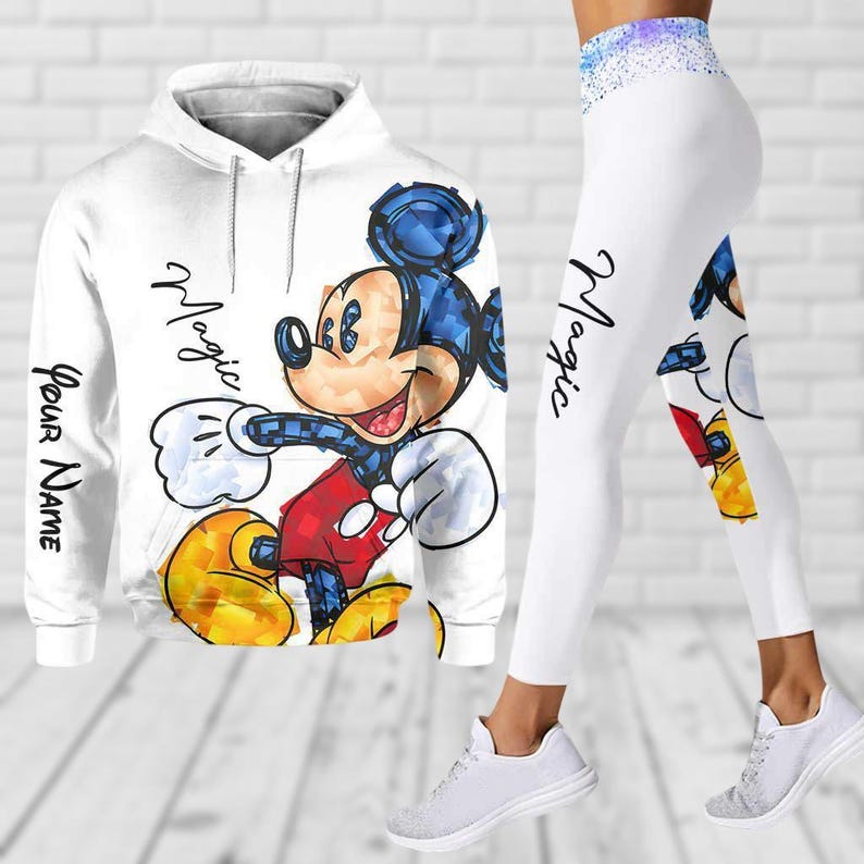 Personalized Mickey Mouse Hoodie, Disney Mickey Leggings, Custom Name Hoodies, Yoga Leggings