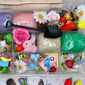 Fairy Garden Sensory Dough Kit, sensory play, spring party favor, gift for kids, Easter, open ended toy, Montessori, play dough