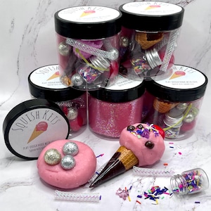 Ice Cream Sensory Play Dough Jar, Hours of Screen Free Fun, Great Birthday or Holiday Gift for Kids, Ice Cream Party Favor