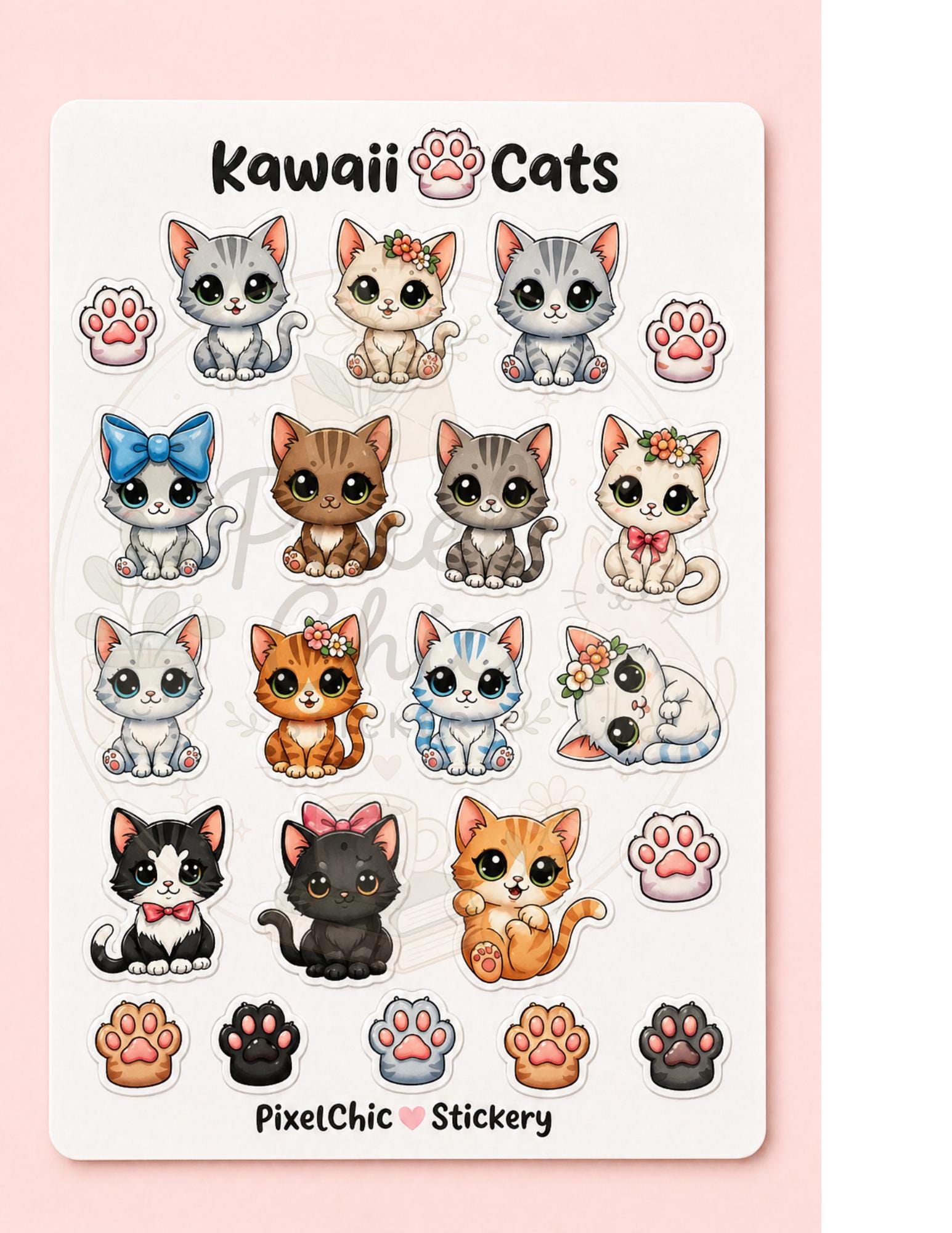 Mini Kawaii Cat Sticker Sheet | Cute Mini Cats Stickers | Planner ...