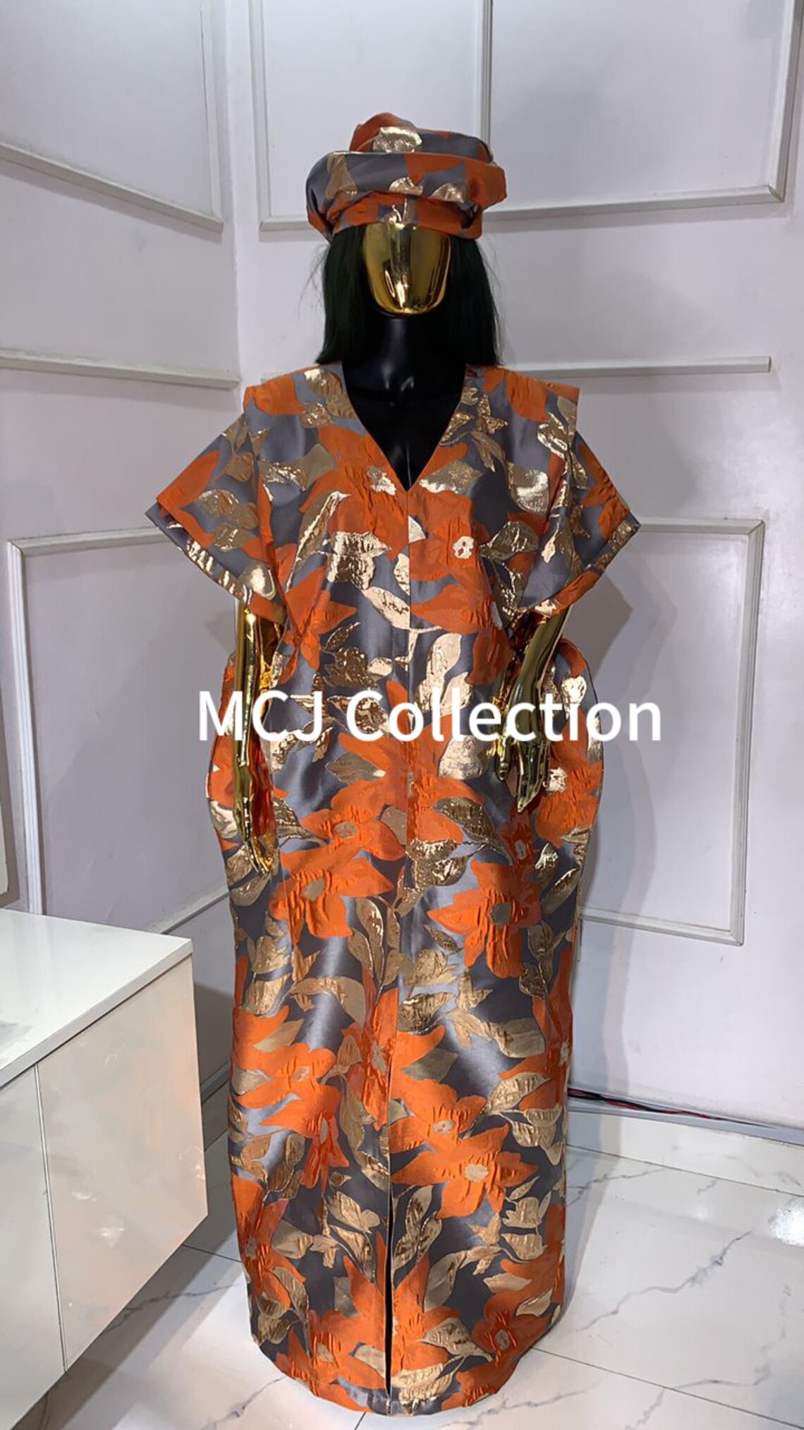 Women Damask with Aso oke Maxi Dress main image 0
