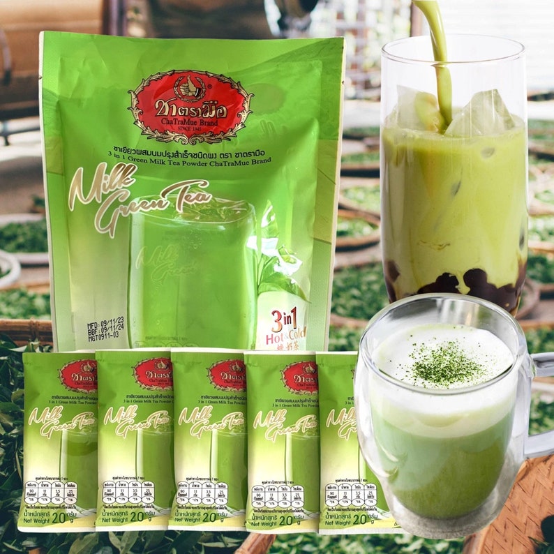 Original Thai Green Milk Tea 100 Chatramue Instant Powder 3 Etsy
