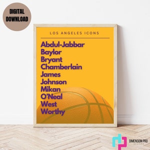 Los Angeles Lakers, LA, NBA Fans, NBA Poster, Basketball Poster, Sports Poster, Gift For Him, Kobe, Shaq, Lebron, Lakers Poster, Digital