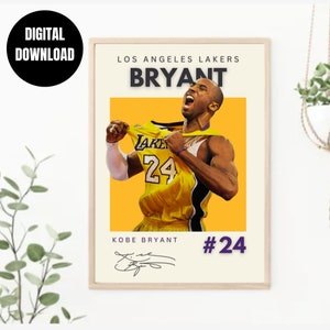 Kobe Bryant Los Angeles Lakers, LA, NBA Fans, NBA Poster, Basketball Poster, Sports Poster, Gift For Him, Lakers Poster, Digital Print