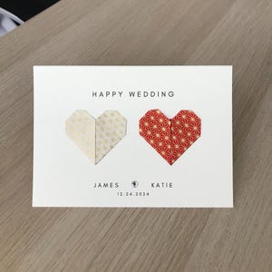 Personnalisé | Carte de mariage faite main | de voeux | Origamis | Washi | Carte vierge coeur