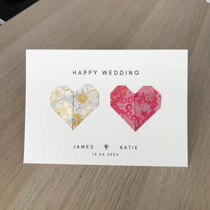 Personnalisé | Carte de mariage faite main | de voeux | Origamis | Washi | Carte vierge coeur