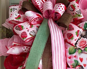 Valentines bow, chocolate covered strawberry valentines bow