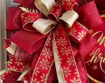 Christmas bows, Christmas bow, red and gold Christmas bow