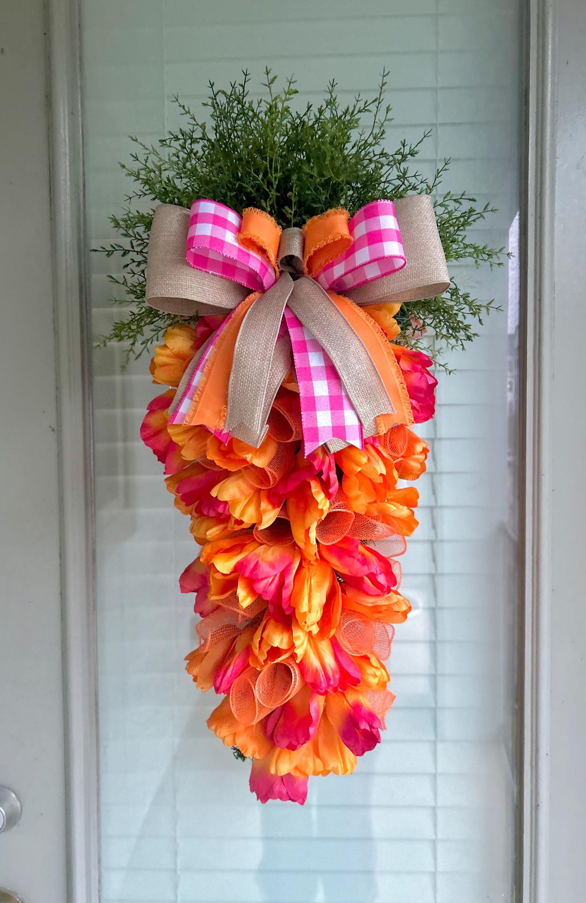 Carrot wreath, Easter carrot wreath, swag carrot wreath, Easter swag wreath, pink carrot wreath, pink carrot swag, carrot Easter swag wreath
