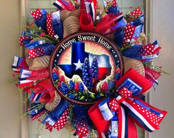 Texas wreath, Texas wreaths, TX wreath, TX wreaths, spring Texas wreath, Texas front door wreath, texas front door wreaths