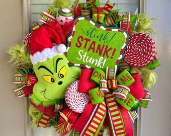 Green monster wreath, green monster wreaths, lime green Christmas wreath, Christmas green monster wreath, Christmas wreaths