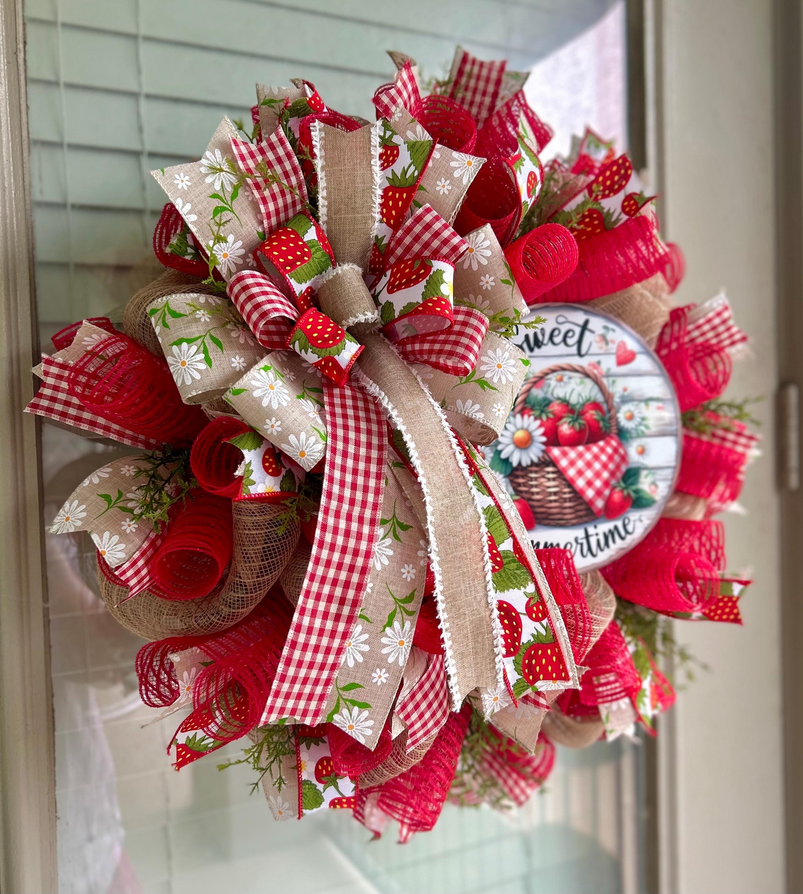 Strawberry Wreath, Spring Strawberry Wreath, Spring Wreath, Strawberry ...