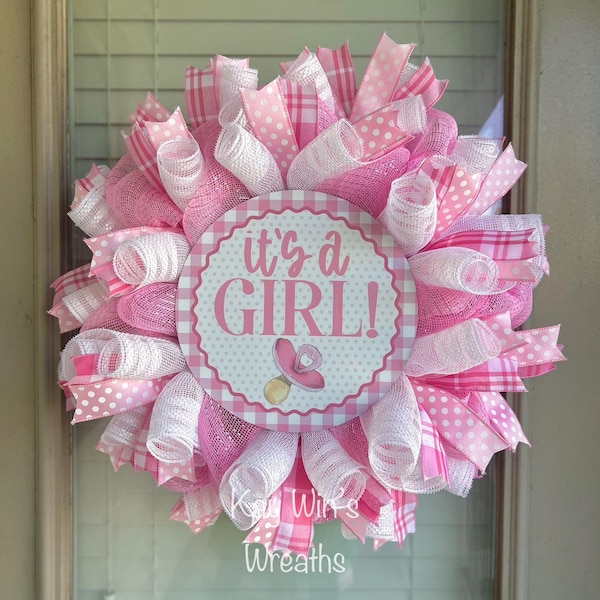 Baby girl wreath, gender reveal wreath, nursery wreath, nursery girl wreath, baby wreath, girl baby wreath, pink baby wreath, pink baby girl