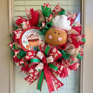 Gingerbread wreath, Christmas gingerbread wreath, gingerbread Christmas wreath, gingerbread wreath for front door, Christmas wreaths