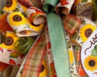 fall bow, fall bows, autumn bows, autumn bow, sunflower bow, sunflower bows, bows for wreaths