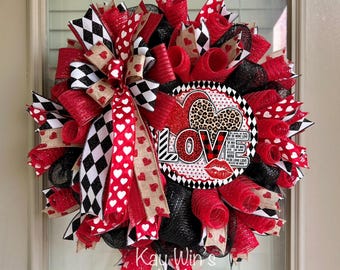 Corona de San Valentín, corona de San Valentín, corona roja y negra de San Valentín, corona de leopardo de San Valentín, corona de arlequín de San Valentín