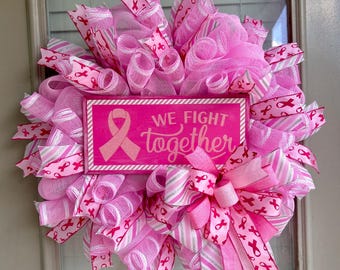 Breast cancer awareness wreath, breast cancer wreath, pink breast cancer wreath, breast cancer awareness wreaths