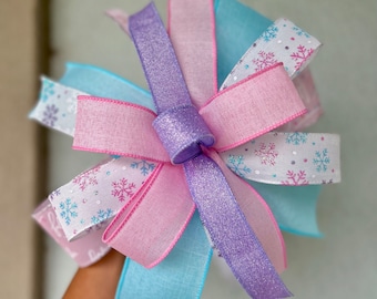 Christmas bow, pastel bow, candy land bow, seasonal bow, pink bow, pink Christmas bows, Christmas bows, Christmas bows for tree