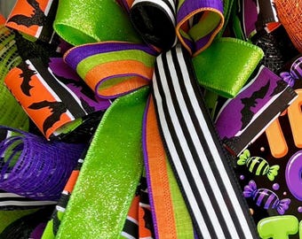 Halloween bow, Halloween bow for wreaths, Halloween spooky bow
