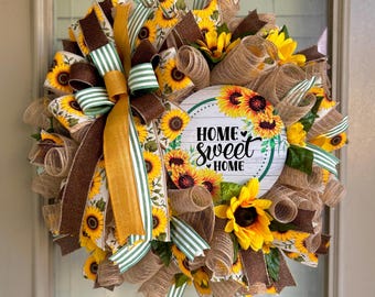 Sunflower wreath, sunflower wreaths, sunflower wreath for front door